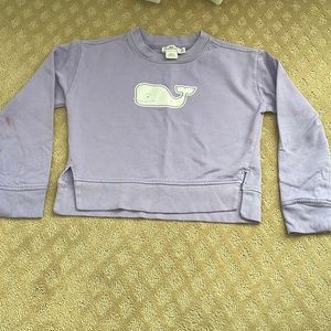 Girls Vineyard Vines Purple sweatshirt with white glitter whale logo